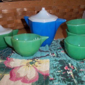 Jade tea set children's size antique